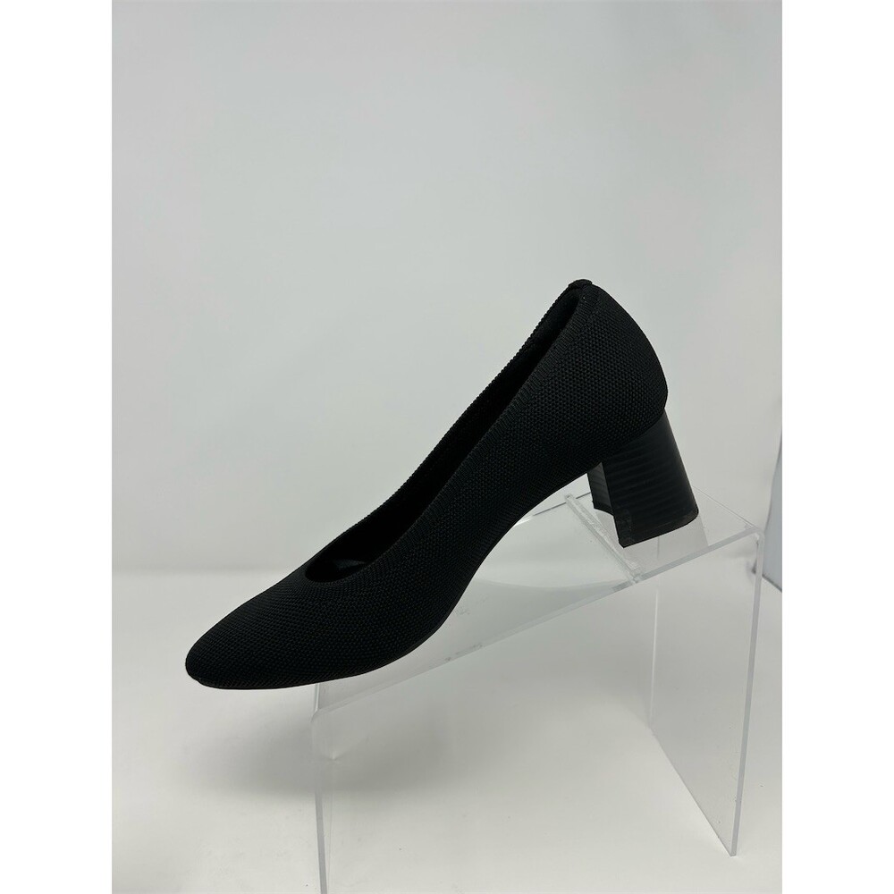 VIVAIA Womens Pumps Black Knit Pointed Toe Chunky Block Heel Slip-On Size 39 - Picture 4 of 13